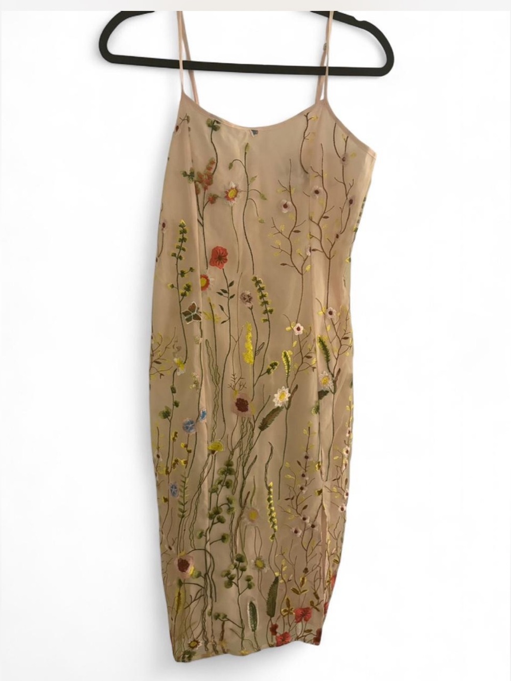 Sam Edelman Light Pink Floral Embroidered Midi Slip Dress
